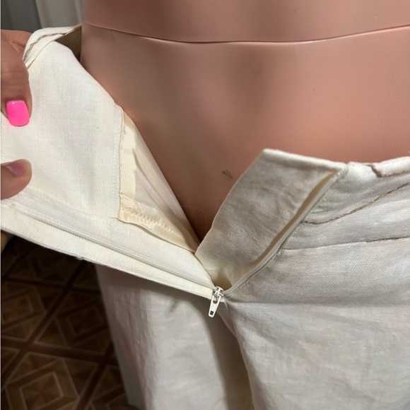 RENAISSANCE AVOCA Women’s Linen Cream Wide Leg High-Rise Pants - Picture 9 of 16